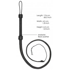 Черный витой кнут Twisted Whip Real Leather Bullwhip - 147 см.