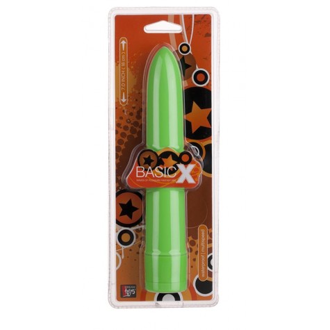 Зелёный классический вибратор BASICX MULTISPEED VIBRATOR GREEN 7INCH - 18 см.